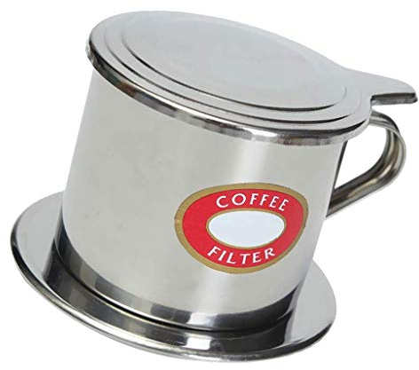 Inzopo Vietnamese Coffee Filter Set, Vietnamese Coffee Maker/Press, Pour Over Dripper Style, Slow Drip Cafe Maker, Single Cup Serving - Silver, 50mL - 50mL