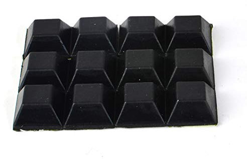 Black Rubber Feet (12Pack) Self Stick Bumper Pads - Adhesive Tall Square Bumpers for Electronics, Appliances, Furniture