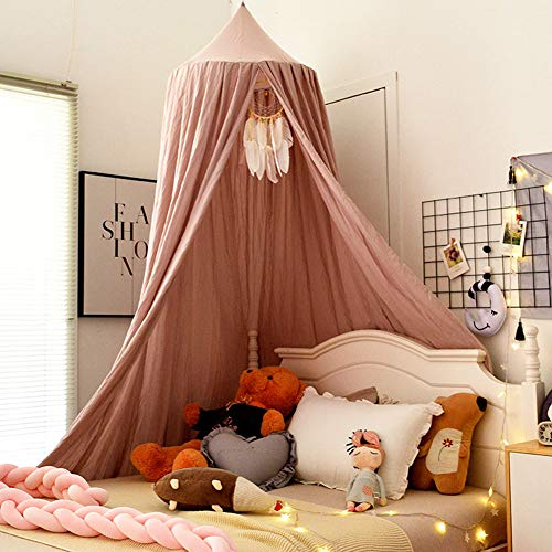 XWSM Baldachin Kinderzimmer Himmelbett Dome Einfarbig Baumwolle Vorhang Schatten Dekoration Moskitonetz Kinder Lesen Spiel Zelt hausbett deko