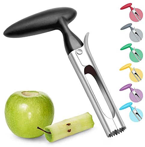 Asdirne Vide Pomme, Dénoyauteur à Pomme avec Poignée en ABS et Lame Dentelée en Acier Inoxydable, Vide Trognon, Noir