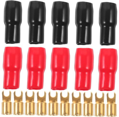 Garneck 5pairs Crimp Terminals Copper Spade Terminals Crimp Connectors Fork Adapters Automotive Electrical Connectors Cable