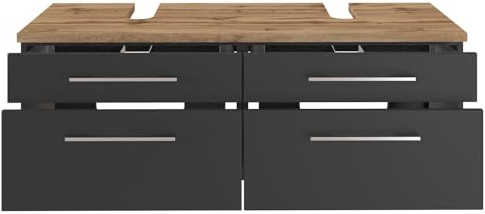 Waschbeckenunterschrank Dasa, 120 cm, mit 4 Schubladen, Graphit/Grau matt