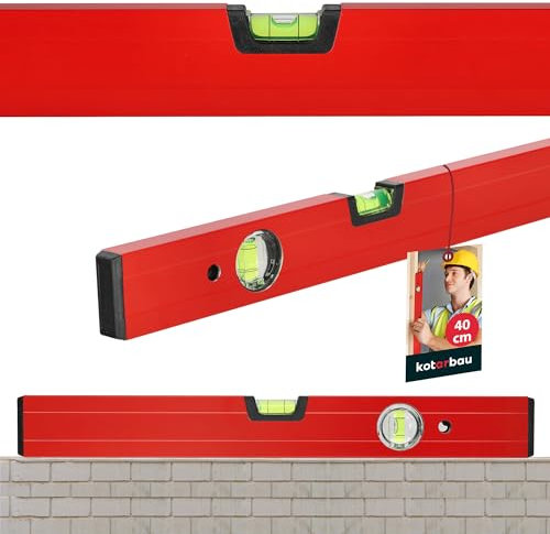 KOTARBAU® Aluminium Wasserwaage 40 cm Rot Wasserwaagen mit zwei Libellen zur horizontalen oder vertikalen Ausrichtung Markierungshilfe hohe Messgenauigkeit