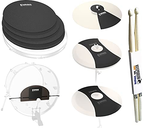 Evans SoundOff Drum Mute Schlagzeugdämpfer Rock Pack + keepdrum Drumsticks