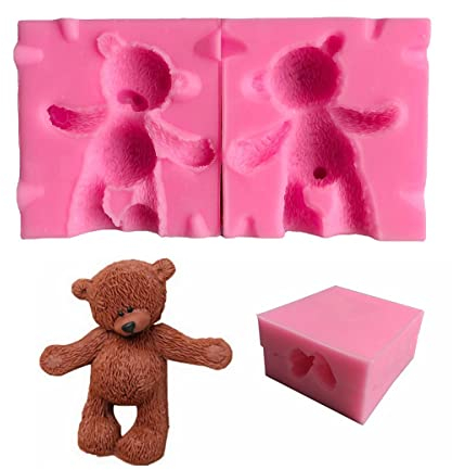 Xidmold 1 Set 3D Teddy Bear Silicone Cake Fondant Mold Chocolate Candy Moulds, Cupcake Jelly Decoration Baking Tool Moulds for Cake, Soap Mould, Mousse, Ice Cube, Wax Melts