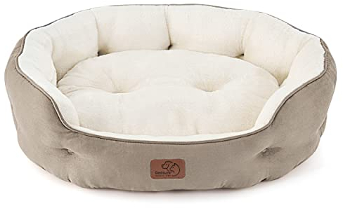 BEDSURE Katzenbett waschbar Katzen Bettchen - 63x53x20cm Katzenbett mit Zweiseitig Innenkissen Katzenschlafplatz für Katzen oder kleine Hunde, Kamel