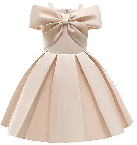Girls Party Dress Toddler Champagne Strap Pleated Frocks Kids Pageant Princess Birthday Wedding Bridesmaid Flower Girl Dresses 5-6 Years