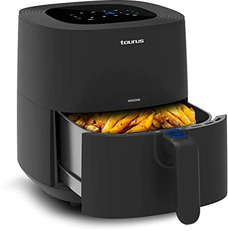 Taurus Amazing AF1701D - Friteuse à air, sans huile, 5.5L, 800g de pommes de terre, 8 programmes, écran tactile, minuterie, jusqu'à 200°C, composants avec revêtement anti-adhésif, sans PFOA ni BPA