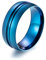 Banemi Verlobungsring Edelstahl, Eboy Rings Rille Blau Herrengeschenke zum Geburtstag Einzigartiger Freund Größe 65 (20.7)