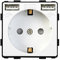 BSEED Wandsteckdose EU Steckdose 16Amp Steckdose Einsatz mit doppelter USB Steckdose Anschluss (Max. 2.1A) Ersatz Weiß 86mm