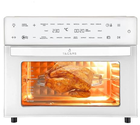 Tagars Forno Friggitrice Ad Aria Calda XXL Da 30 Litri Con Display Digitale Multifunzione, Sistema A Riscaldamento Rapido, 18 Programmi Di Cottura, Timer e Temperatura Regolabili 1800 W