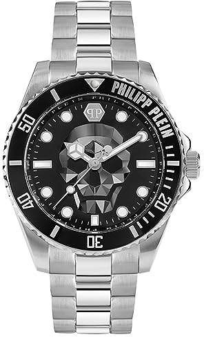 Philipp Plein Herren Analog Quarz Uhr mit Edelstahl Armband 7630615119274