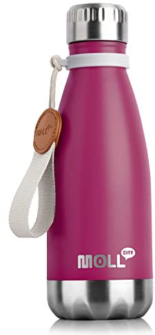 Mollcity 12 oz Water Bottle - Kids Water Bottle for School-Small Stainless Steel Vacuum Insulated Water Bottles-Leak Proof for Boys Girls(Fuchsia Red)