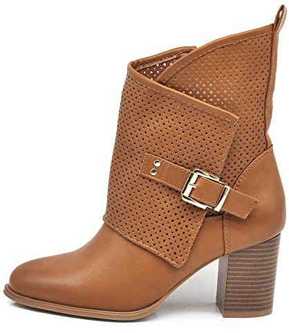 IF Fashion Stivali Stivaletti da Donna Con fibbia Popaccio Largo YL90 camel N.38