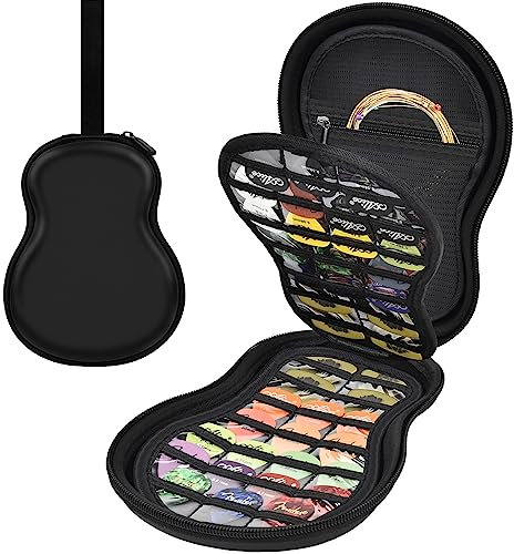 ANKHOH Guitar Pick Holder Case for Fender/for Acoustic/for ChromaCast/for D'Addario/for JIM DUNLOP/for Bolopick/for UNLP MUSICAL INSTRUMENT, 63+ All Size Plectrums Storage Picks Pouch Box, Bag Only