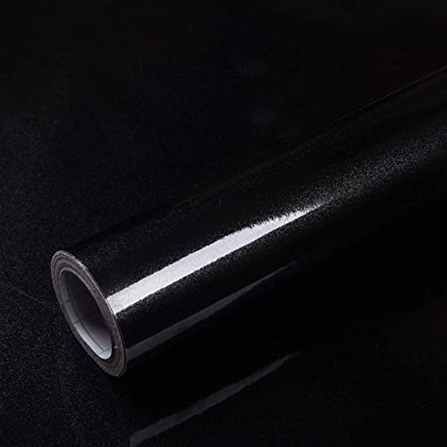 Mercoy 40cmx300cm Klebefolie Möbel Selbstklebende Folie für Möbel Schwarz Glitzer Tapete Möbelfolie Wasserdichtes Vinylfolie DIY Dekorativ Küche Schränke Schwarz Hochglanz Möbelaufkleber