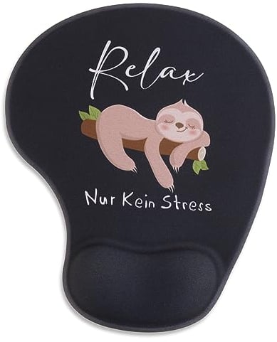 BHGT Mauspad mit Gelkissen Nur Kein Stress Motiv Mousepad mit Handauflage Handgelenkauflage Abschiedsgeschenk Ruhestand Rente Rentner Kollegen Geschenk zum Rentenbeginn für Männer Frauen