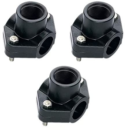 Collare di irrigazione 50 mm e uscita filettatura 1/2. [PACK 3] Raccordo per irrigazione, irrigatori, diffusori o gocciolamento. Collare per tubi in PVC o polietilene da 50 mm.