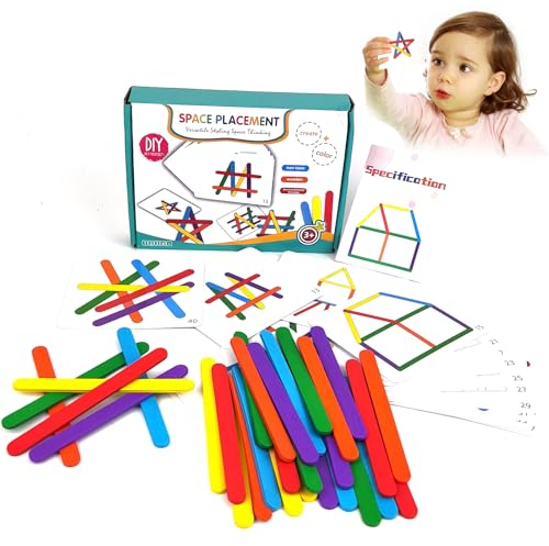 Jastown Rainbow Stick Puzzle Spiel,Montessori Spielzeug ab 3 4 5 6 Jahre,Tangram Kinder,Sensorische Feinmotorik Konzentrationsspiele Lernspiele ab 4 5 6 Jahre,Steckspiel Holzpuzzle Kinder