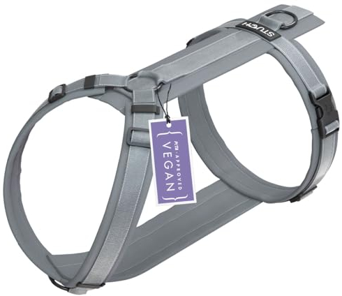 STUCH Hundegeschirr - verstellbares Nylon Geschirr - gepolstert - Für kleine, mittlere und große Hunde (Grau, XXS)