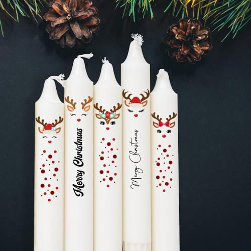 Kerzensticker Kerzentattoos Tattoofolie Weihnachten Weihnachtskerze Rentier Gesichter für Kerzen oder Keramik A6 Bogen DIY Stickerbogen kst113 ilka parey wandtattoo-welt