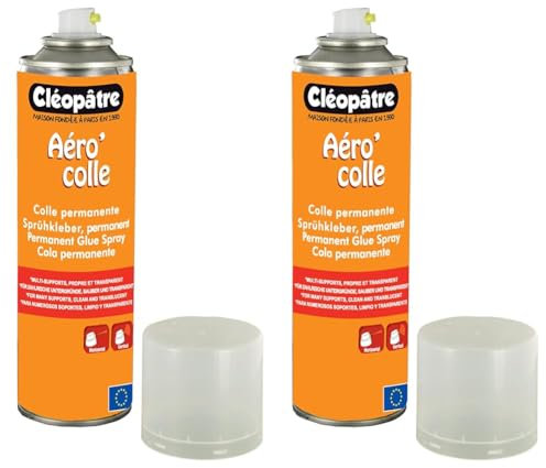 Cléopâtre - ACP250 - Aero'Colle - Aérosol de Colle permanent - 250 ml, BLANC, Spray colle Permanent (Lot de 2)