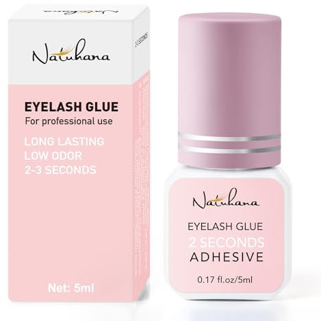 Natuhana Colla Extension Ciglia Asciugatura Rapida 2 Sec Impermeabile Senza Irritazione Adesivo Nero 5ml