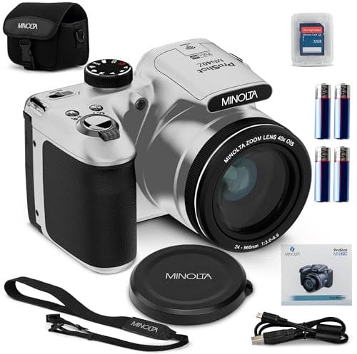 Minolta 20 Mega Pixels 40x Optical Zoom Digital Camera with 1080p FHD Video, Silver