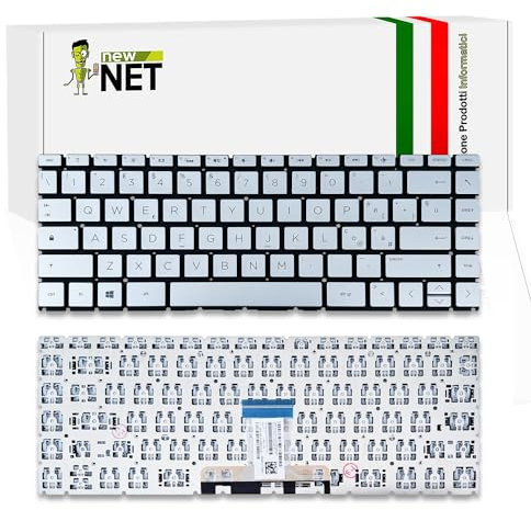 new net - Tastiera Compatibile con HP Pavilion 14-ce2045nl, 14-ce2052nl, 14-ce2067nl, 14-ce2068nl, 14-ce2071nl [Senza Frame - Colore Tasti Argento - Retroilluminata - Layout ITA]