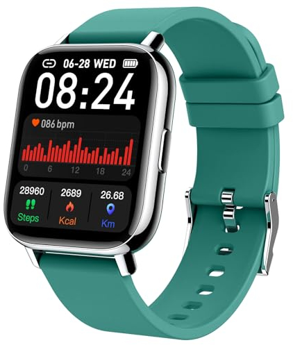 Jugeman Smart Watch for Men Women, 1.69 HD Smart Watches with Heart Rate Sleep Monitor, 24+Sports Modes Fitness Watch, Activity Trackers Smartwatch for IOS Android-Forest Green