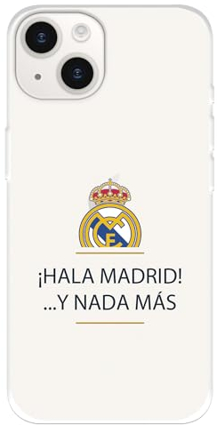 Schutzhülle für iPhone 15 von Real Madrid, transparent, zum Schutz Ihres Mobiltelefons. Flexible Silikonschicht mit offizieller Lizenz von Real Madrid
