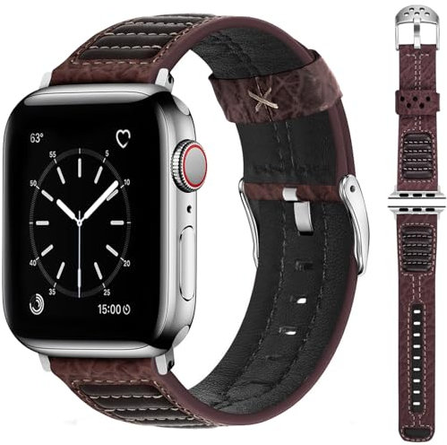 Fullmosa Kompatibel mit Apple Watch Armband 46mm 45mm 49mm 44mm 42mm 38mm 40mm,Herren Leder Ersatzarmbänder für iWatch Series Ultra 2 Ultra Series 10 9 8 7 6 SE 5 4 3 2 1