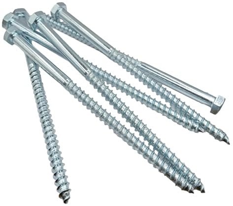 LLB 150mm M8 For Coach Screws Wood Hex Head Width 13mm Zinc Plated Sleeper Concrete Screw Hexagon Lag Half Thread Bolts Silver Long 6 inch x 0.3 inch (8mm x 150mm) Box of 4pcs