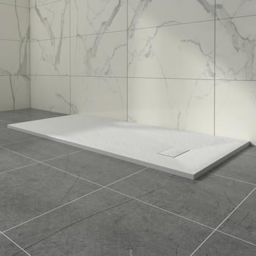 Aquariss SMC Slate Effect Shower Enclosure Tray 1700x800mm Rectangular Wetroom Shower Base White