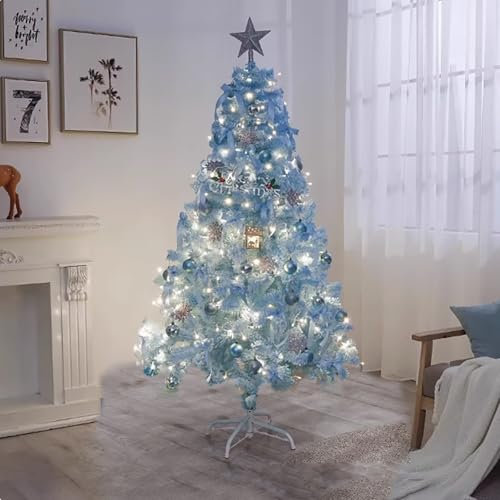 Albero di Natale artificiale con floccatura blu, grande albero di Natale preilluminato da 400 cm, albero di Natale artificiale con supporto in metallo for grandi eventi all'aperto(150cm/4.9ft)
