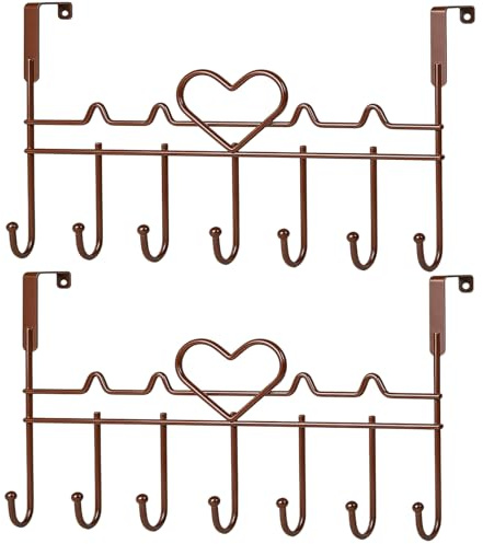 WBDXWB Over The Door Hook, Over Door Hanger for Coat, Towel, Bag, Robe (2 Pack, Bronze)