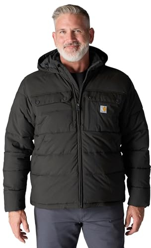 Carhartt Montana Loose Fit Jacke Herren - Gefütterte Wind- & Wasserabweisende Arbeitsjacke mit Sherpa-Futter - Isolationsjacke mit Rain Defender & Kapuze - Outdoor-Jacke