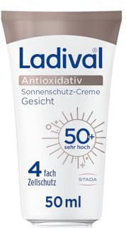Ladival Antioxidativ Sonnencreme Gesicht LSF 50+ - Pflege mit Anti-Pollution-Komplex, Vitamin C und E, 4-fach Zellschutz, schweißresistent, UVA- und UVB-Schutz, 50ml