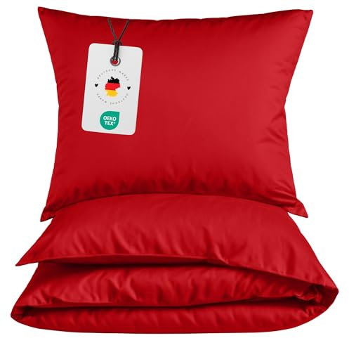 Carpe Sonno® Bettwäsche 155x220 Baumwolle | Bettwäsche Rot | Renforce Bettbezug 155x220 | Baumwoll Bettwäsche 155x220 | Bettwäsche-Sets als Allergiker Bettwäsche Baumwolle 155x220 geeignet