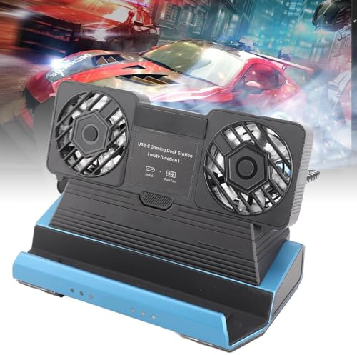 9 in 1 Dockingstation für Dampfdeck, RGB -Laptop -Dockingstation mit Abnehmbarem Dual -Cooling -Lüfter, HDMI 4K 60 Hz Gigabit Ethernet, 4 USB -Anschlüsse, 100W PD -Ladung, SD/TF