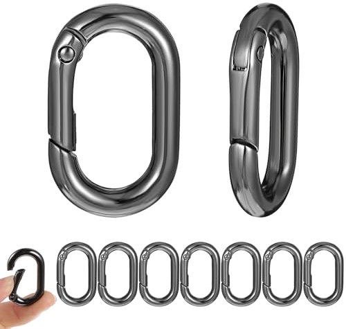 10 Stück Kleine Carabiner Karabinerhaken 35mm Klein Schlüsselanhänger Mini Karabinerhaken Federspaltringe O-Ring-Kleine Karabiner Ring für Oval Auto-Schlüsselanhänger-Haken Rucksack Anhänger