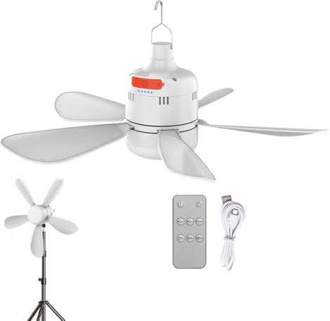 Zwpontia LED Fan Light - LED Rechargeable Light Fan,USB Camping Accessories with Remote Control Silent Air Cooling for Beside & Desktop