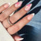 SXVME White French Tip Press on Nails Almond Shape French Tip False Nails with Flower Designs Floral Fake Nails Medium Stiletto Spring Summer Natural Nude Stick on Nail for Women, 24 Pcs