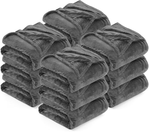 Utopia Bedding Grey Fleece Blanket [Double - 150 x 200 cm] Soft Cosy fluffy 300 GSM Blankets for Bed, Sofa & Couches (Pack of 12)