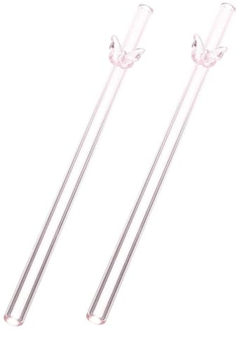 Alipis Lot De 2 Pailles En Verre Réutilisables En Forme De Pour Adultes Transparentes Et Réutilisables Rose