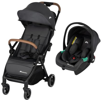 Bebeconfort Sunlite Duo Kinderwagen Buggy mit i-Size-Kindersitz, 0–4 Jahre, Babystroller (7,2kg), automatisch & kompakt zusammenklappbar, mit einer Hand verstellbar, Korb (5kg), Mineral Graphite