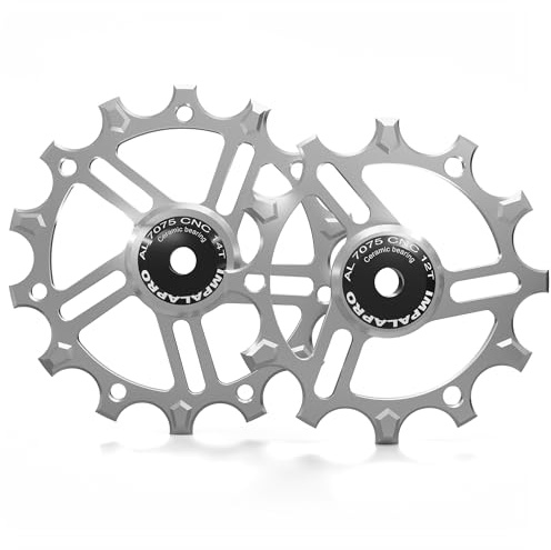 IMPALAPRO - Schaltröllchen Set 12T+14T Keramik Narrow-Wide AL7075 | Schaltrollen 12T14T Keramiklager Siliziumnitrid, Edelstahlringe, Narrow-Wide Zähne, 10g Ø48mm/11.5g Ø54mm, Eloxiert 12 Farben