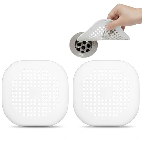 ✮Marque Francaise✮-Filtre Cheveux Douche-✮Garantie A Vie✮-Attrape Cheveux Douche|Filtre evier/Baignoire/Douche en Silicone-Bouchon Caoutchouc Salle de Bain/Cuisine (Blanc-Blanc)