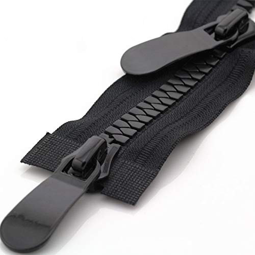 Cerniera Lampo Chiusura in Resina Nera a Doppia Apertura per Tasche di Piumini, sistemi a Doppio cursore, Chiusura Resistente