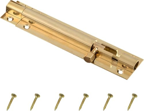 6 Inch Slide Gate Latch Bolt, Brass Heavy Duty Solid Door Latch Lock, Gold